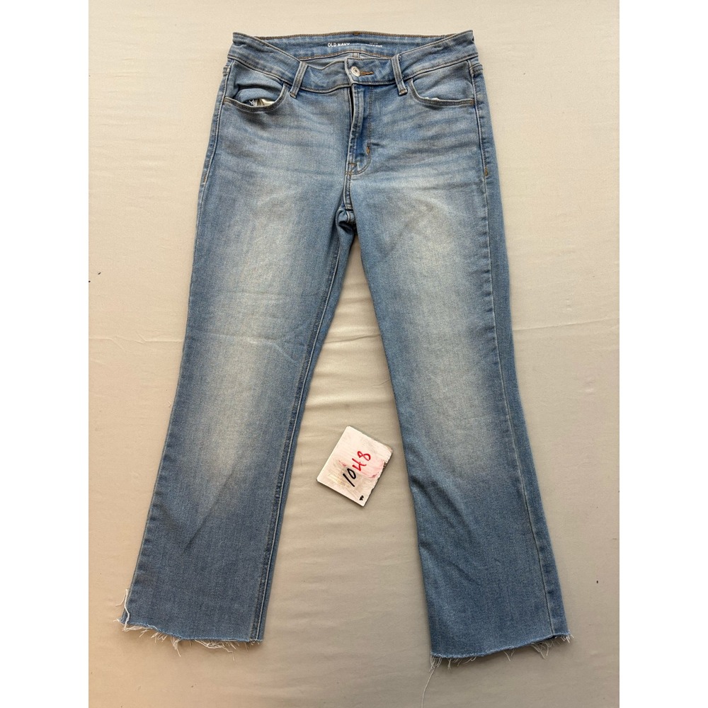Old Navy Womens Mid Rise Boot-Cut Jeans Light Wash Raw Hem Size 4